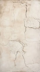 Obraz premium Full frame background texture of an old concrete wall showing cracks and damage, providing copy space for designers. The neutral color palette adds to the versatility of this image