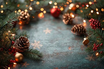 Christmas Season Background with Bauble Balls