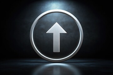 High angle view of a long shot arrow in circle on dark background