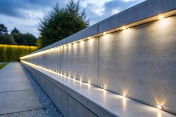 led strip lights, concrete fence, bright lighting, energy efficient, minimalist