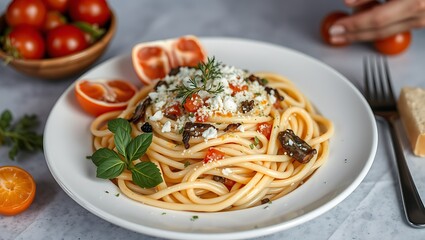 Traditional Italian pasta Carbonara, Spaghetti with bacon, egg and parmesan cheese