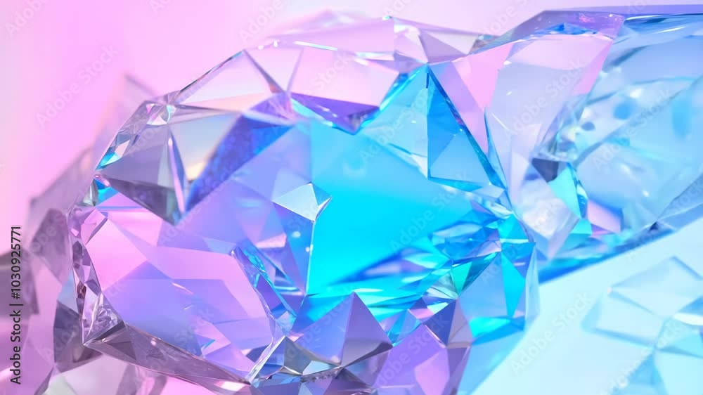 Aufkleber abstract holographic crystal shapes in motion on iridiscent violet background