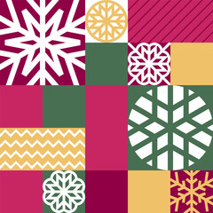 Geometric Christmas Snowflake Pattern in Festive Colors