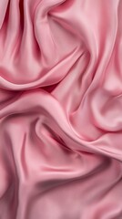 Obraz premium Flowing gracefully, the smooth pink silk creates a mesmerizing abstract background, showcasing its shiny texture and delicate design for a touch of romance and glamour