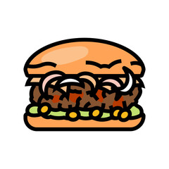 fried onion burger food color icon vector. fried onion burger food sign. isolated symbol illustration