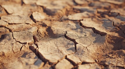 Fototapeta premium A close-up view of dry, cracked earth showing a textured surface.