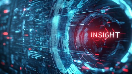 Futuristic digital interface with INSIGHT text highlighted in cyber space technology
