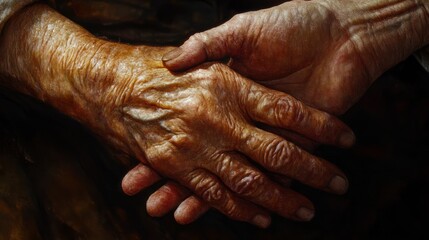 Fototapeta premium Helping hands, care for the elderly concept