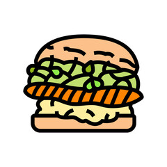 salmon burger food color icon vector. salmon burger food sign. isolated symbol illustration