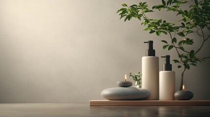 Tranquil Wellness Display with Candles and Stones