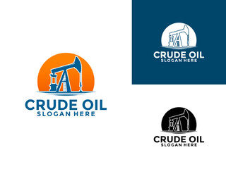 Crude Oil Mining Pump Machine Logo design, Minimal Oil And Gas Drilling Industry Logo Vector Template