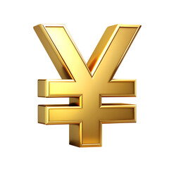 Obraz premium Golden 3D Yen, Yuan Currency Symbol Isolated on White Transparent Background, PNG Element