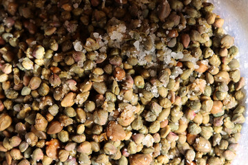 Salted capers ready to be sold at the market
