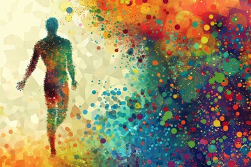 Obraz premium Vibrant abstract silhouette in colorful digital art