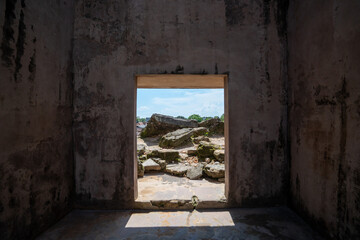 Pulo Kenanga, the tallest building of the Taman Sari ruins, is an old colonial-style ruin that used...