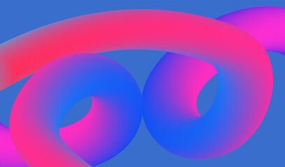 Abstract background with abstract fluid curve. Purple hairy wavy line. Gradient backdrop with 3D abstract blend doodle shapes.