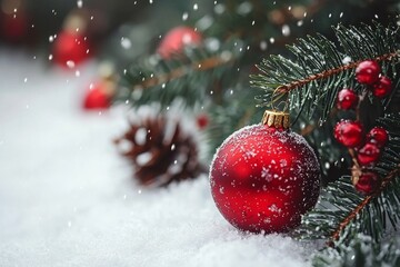 Christmas Season Background with Bauble Balls