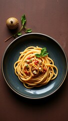 Traditional Italian pasta Carbonara, Spaghetti with bacon, egg and parmesan cheese