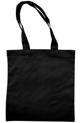 Black canvas tote bag mockup fabric cloth for woman's shoulder eco shopping sack mockup template isolated on white background 