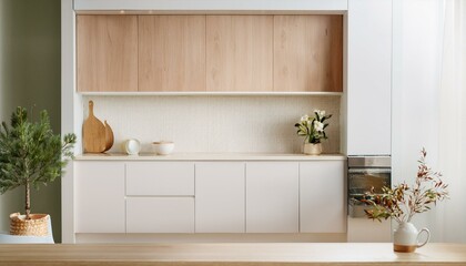 Home mock up, cozy modern kitchen interior background, 3d render