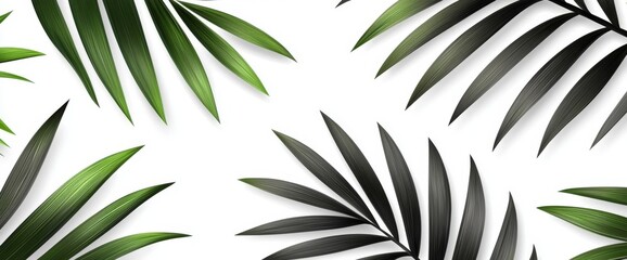 Illustration of palm tree leaf silhouettes on a modern background