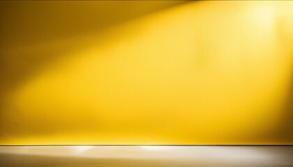 Minimalist Bright Yellow Wall Background with Soft Shadows, Ideal for Product Display