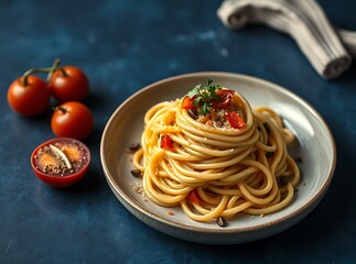 Traditional Italian pasta Carbonara, Spaghetti with bacon, egg and parmesan cheese