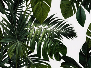 Tropical green palm leaf, cut out 
palm tree branches