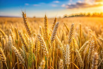 Fototapeta premium Rural landscape of large organic cereal field