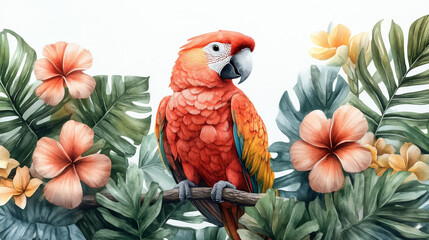 Fototapeta premium Vibrant Watercolor Painting of a Cockatoo on an Isolated White Background