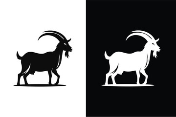 Goat vector silhouette. Farm animal silhouette goat outline icon vector illustration.