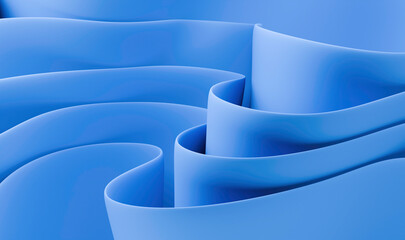 Abstract Fluid Blue Shapes with Graceful Curving Lines
