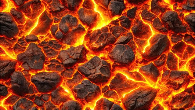 seamless magma or lava texture with melting rocks and fire