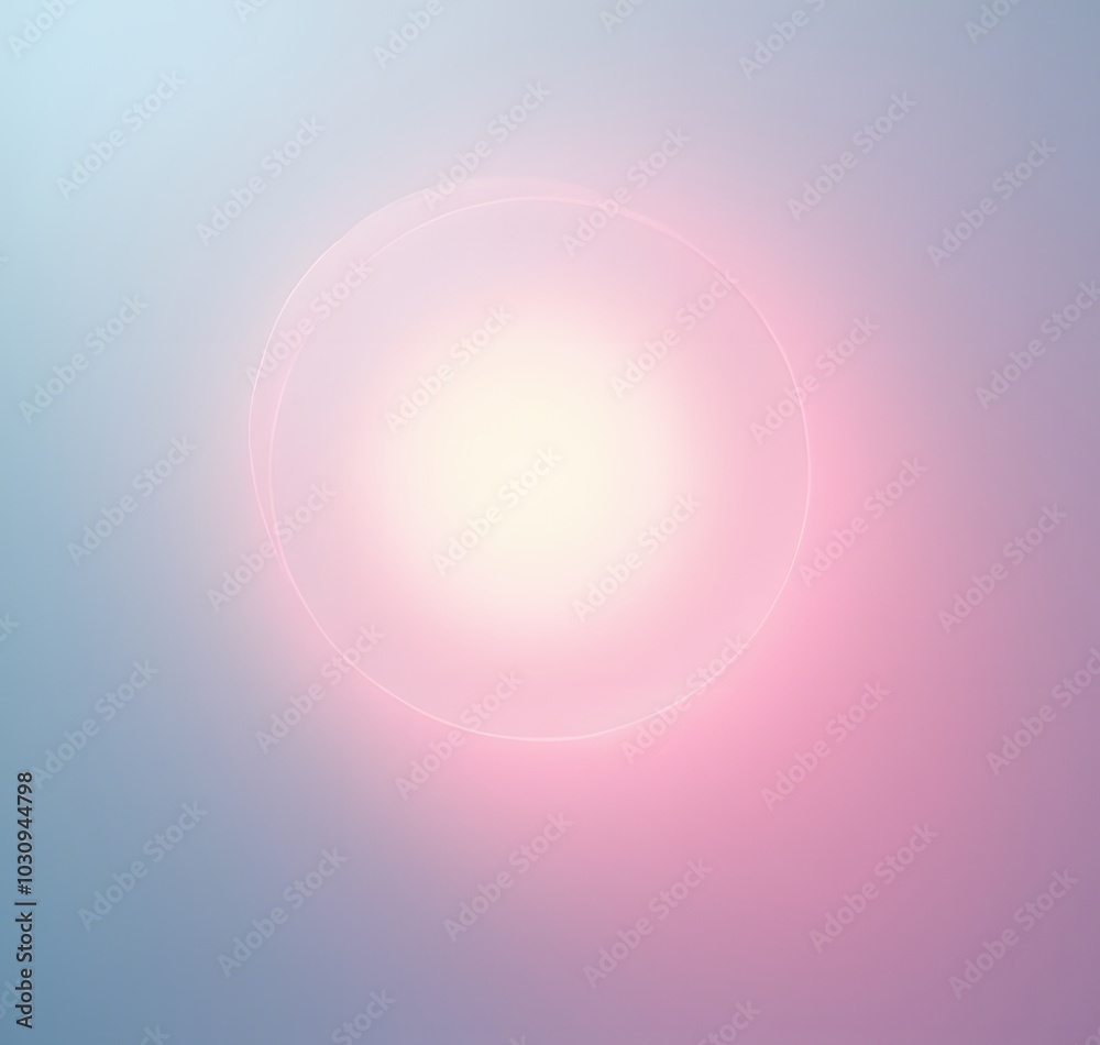 Aufkleber Soft pink and blue hues form a calming abstract art piece featuring a circular light source on a subtle background.