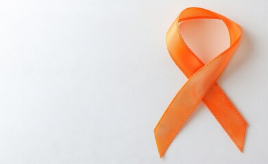 A ribbon with an orange color on a white background depicts an image of kidney cancer