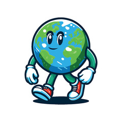 A Cute Happy Earth Cartoon vector 