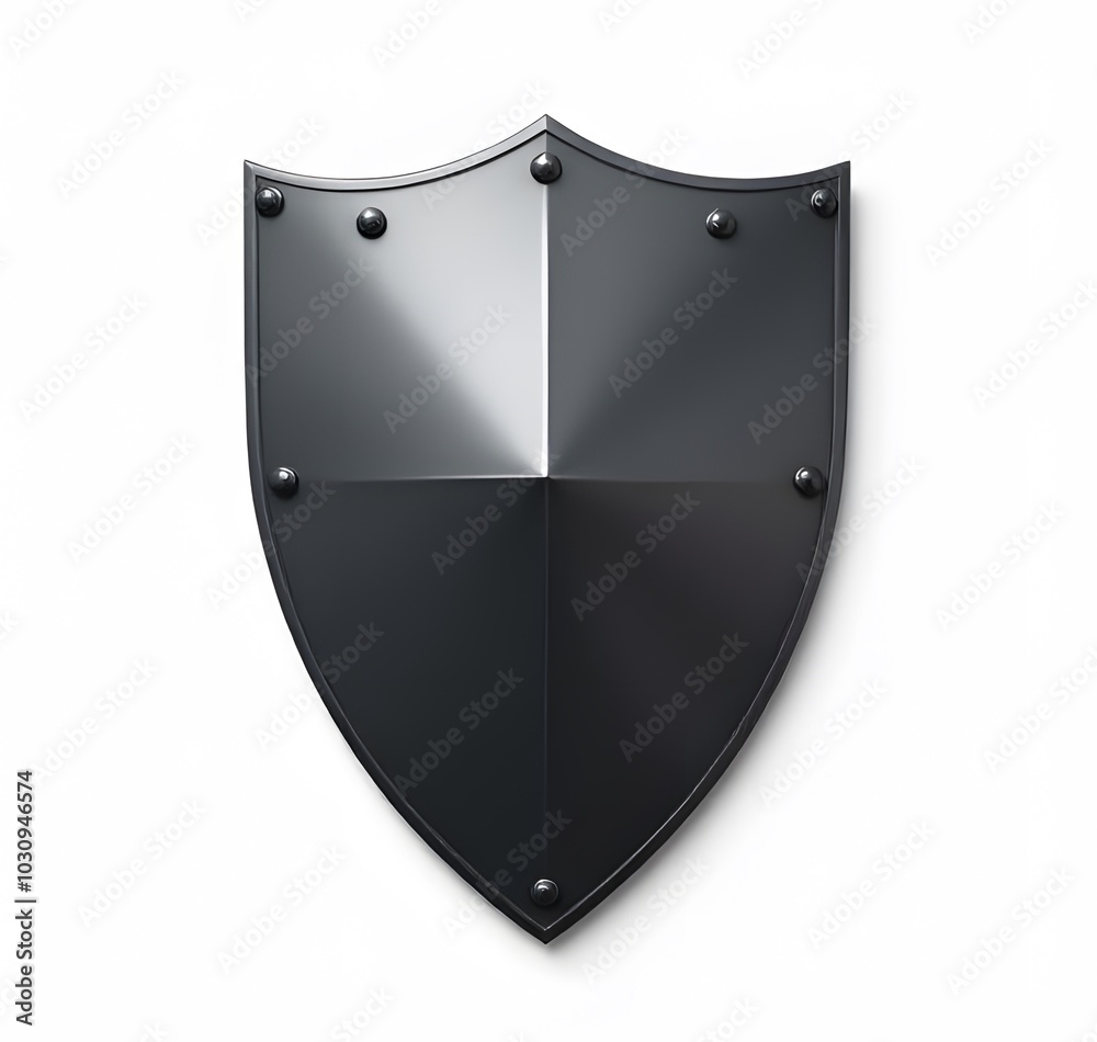 Poster Metallic defense shield is isolated on a white or transparent PNG background image file for secure use.