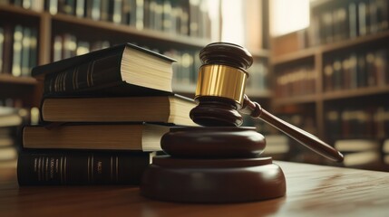 Judge's Gavel on Pile of Legal Books, Law Concept