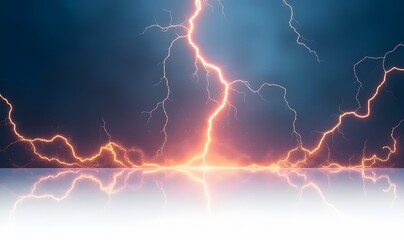 Orange lightning is an isolated PNG image with a blue background on a white or transparent surface containing electric elements.