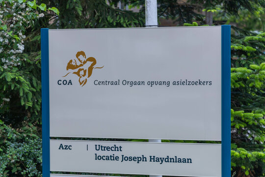 COA sign. Central Agency for the Reception of Asylum Seekers in Dutch: "Centraal Orgaan opvang asielzoekers" Utrecht, the Netherlands. 4 June 2024. 