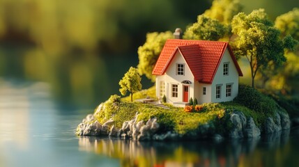 Property home and real estate insurance concept. miniature model house. Mortgage concep. AI generated image, ai..