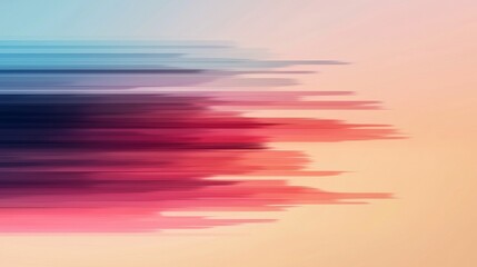 Glitching, pixelated horizon lines over a gradient sunset background, glitch horizon, digital art