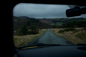 driving through the mountains