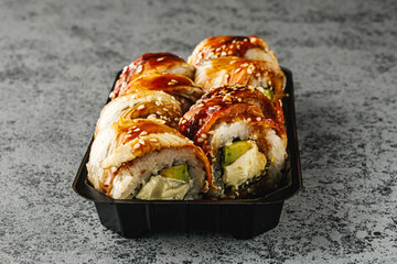 Fresh Sushi Rolls with Salmon and Tuna, Japanese Cuisine on a Gourmet Seafood Plate