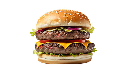 Double Beef Burger Stacked High with Toppings