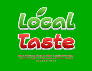 Fototapeta premium Vector bright concept Local Taste. Creative Red Font. Artistic Alphabet Letters and Numbers set.