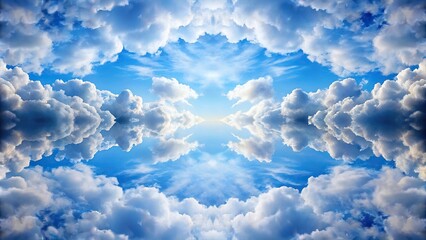white and blue clouds against a bright sky