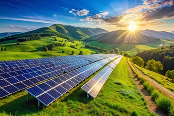 Sustainable Energy Landscape: Solar Panels in a Field for Eco-Friendly Power Generation