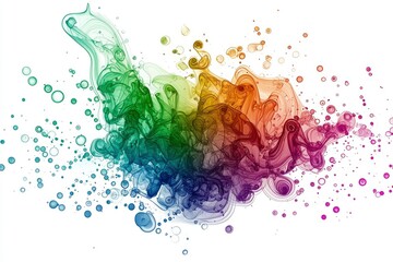 Fototapeta premium Abstract Swirling Ink and Bubbles in Rainbow Hues