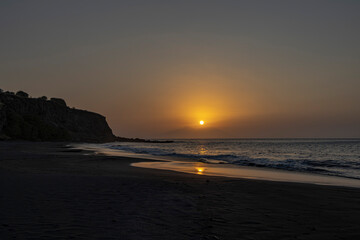 Obraz premium sunset on the beach, Ribeira da Prata, Tarrafal, Santiago Island, Cabo Verde